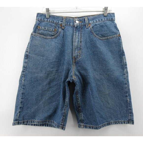 VINTAGE Levis 569 Shorts 32 Jorts Loose Fit Skater Y2K Red Tab Denim * - Picture 1 of 13